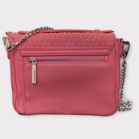 Versace Jeans Pink Leather Shoulder Bag Quilted Front Silver Locking Clasp Purse - Picture 3 of 15